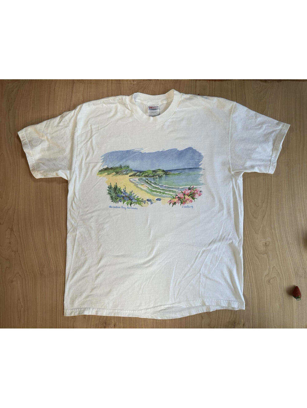 Vintage Bermuda Horseshoe Bay tshirt xlarge hanes beefy t watercolor tourist